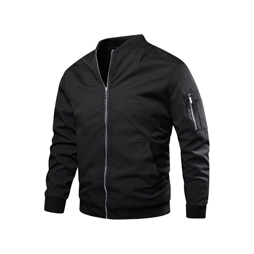 Light & trendy men's bomber jacket with zipper – Jaron-Black-M-The Livary