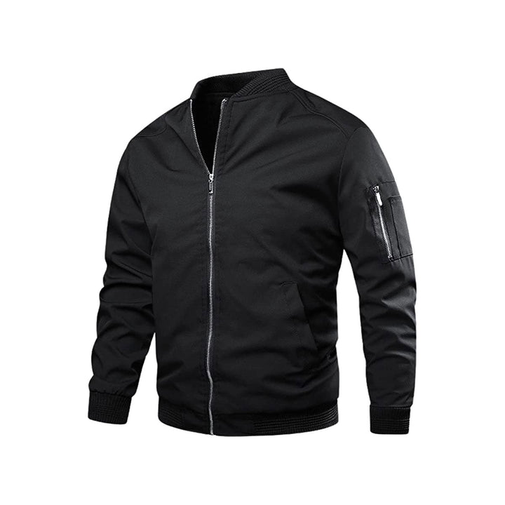 Light & trendy men's bomber jacket with zipper – Jaron-Black-M-The Livary