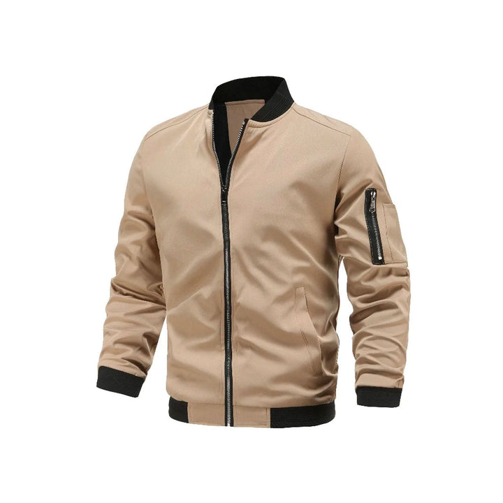Light & trendy men's bomber jacket with zipper – Jaron-Khaki-M-The Livary