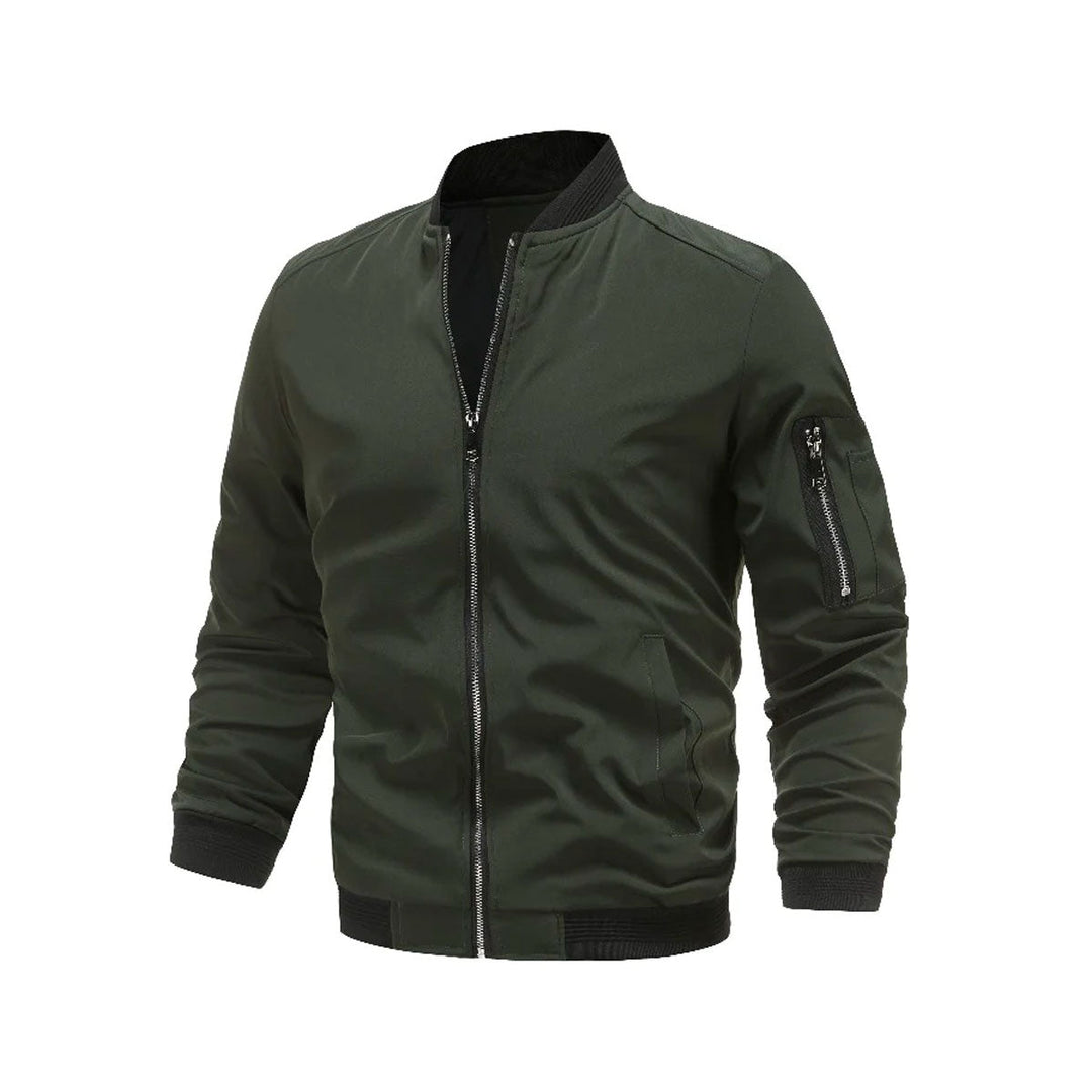 Light & trendy men's bomber jacket with zipper – Jaron-Green-M-The Livary