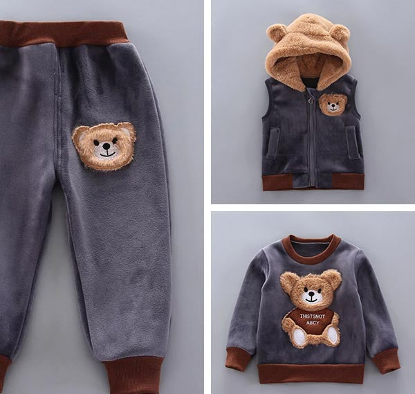 Three-Piece Baby and Toddler Set with Bear Pattern – BearHugs-Blue-6-9 Months (26.8–29.1in)-The Livary