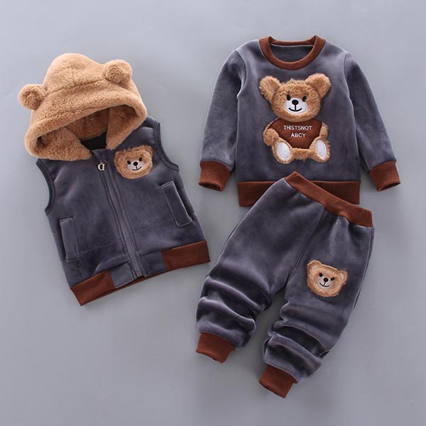 Three-Piece Baby and Toddler Set with Bear Pattern – BearHugs-Blue-6-9 Months (26.8–29.1in)-The Livary