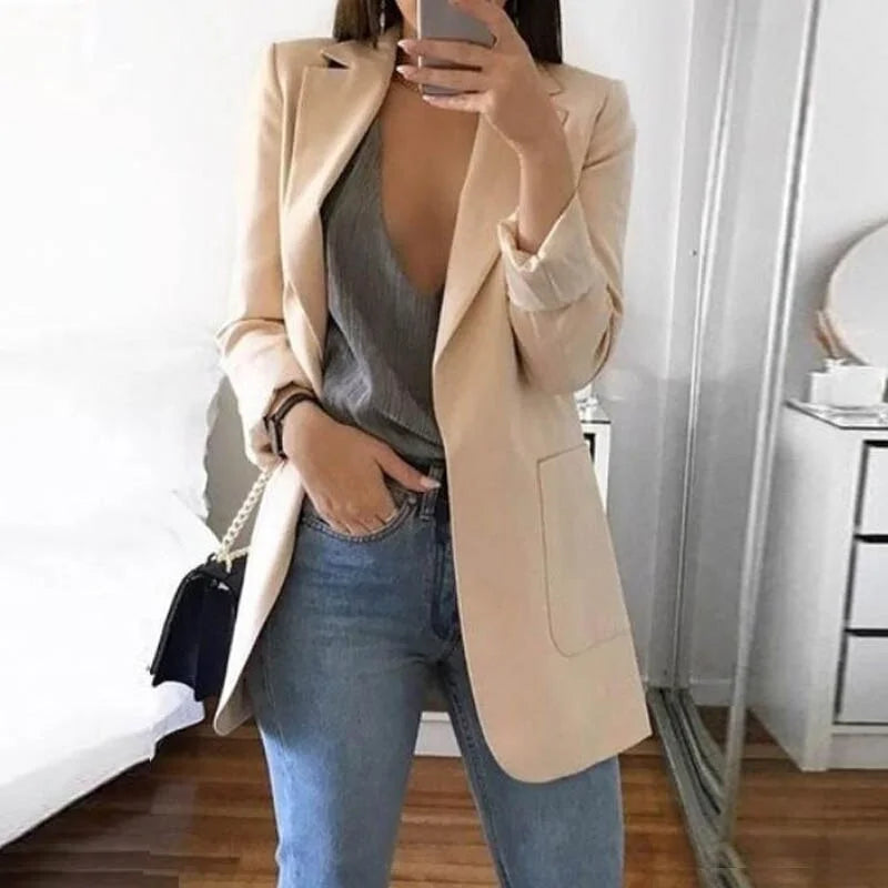 Stylish Elegant Streetwear Blazer - Serena-Apricot-S-The Livary