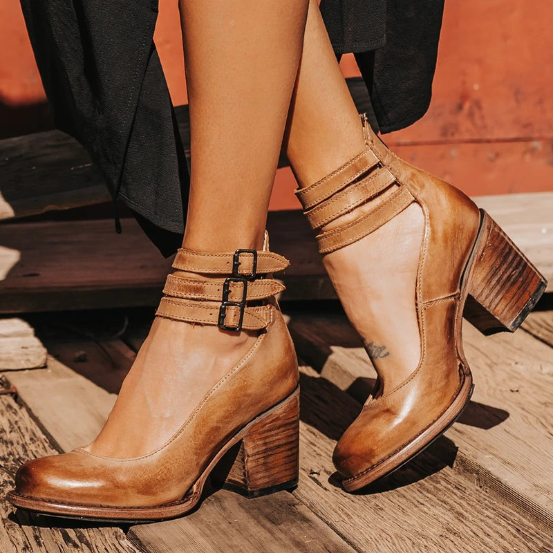 Comfortable & stylish women's leather shoes with non-slip sole – Amalia-Brown-2.5-The Livary