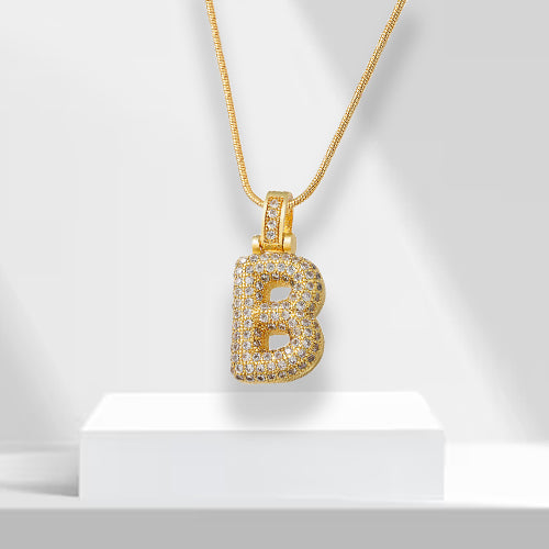 Bubble Letters Necklace with Pendant - LuxeLette-B-The Livary