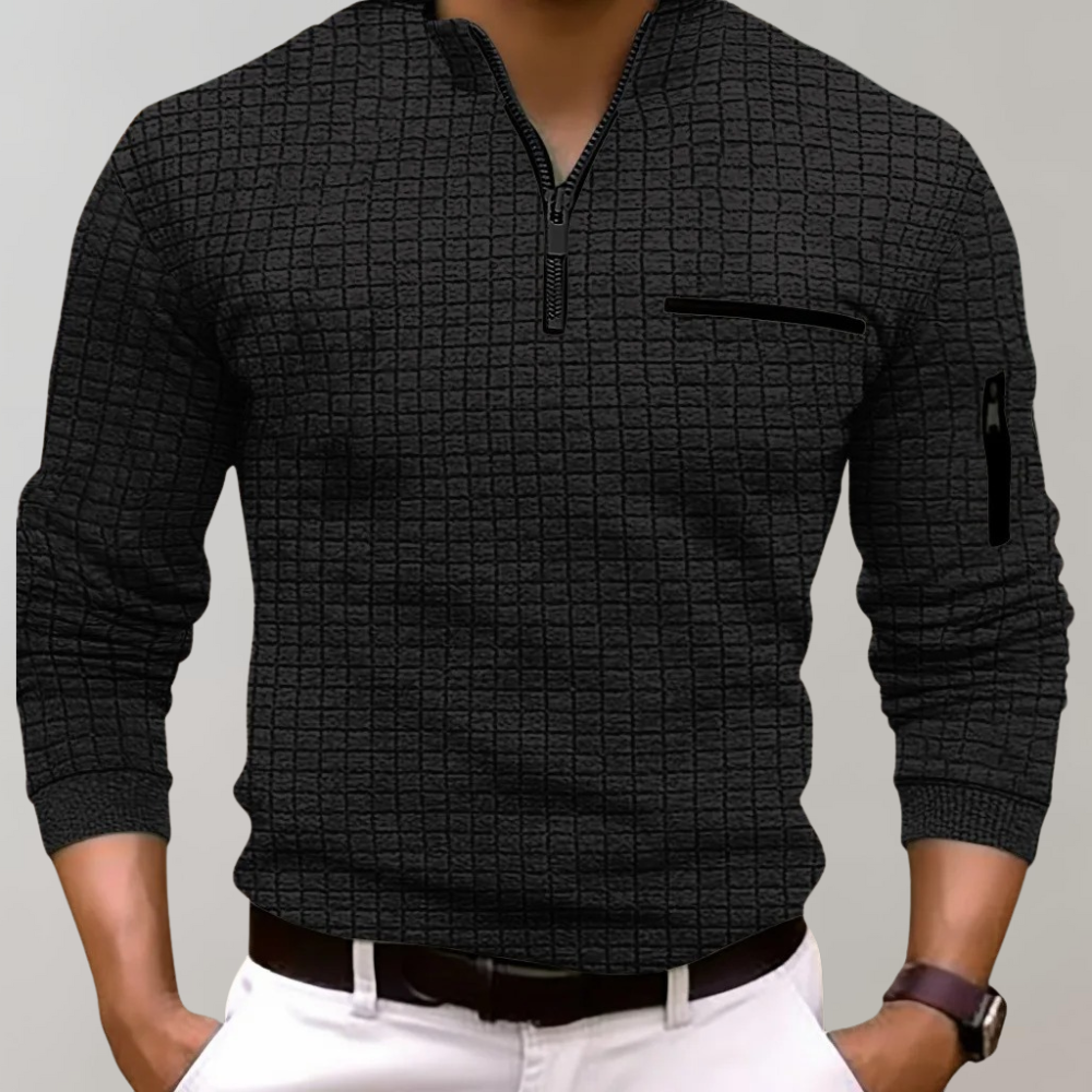 Long Sleeve Polo for Men - Jasper-Black-S-The Livary