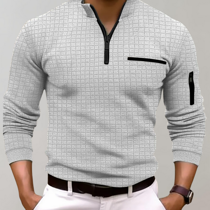 Long Sleeve Polo for Men - Jasper-Light grey-S-The Livary