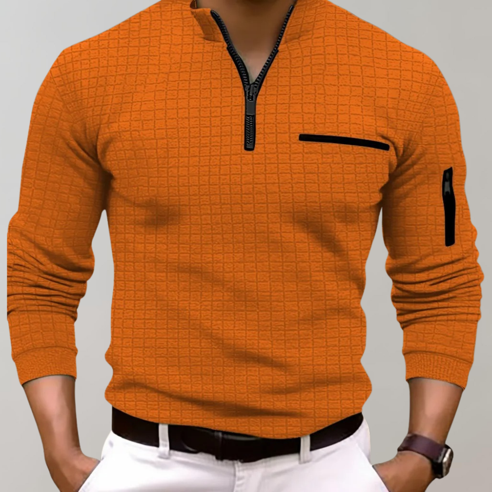 Long Sleeve Polo for Men - Jasper-Orange-S-The Livary