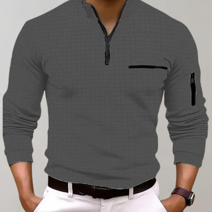 Long Sleeve Polo for Men - Jasper-Grey-S-The Livary