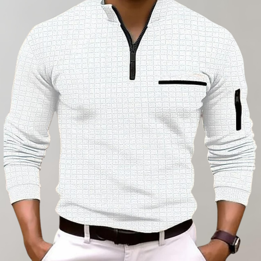 Long Sleeve Polo for Men - Jasper-White-S-The Livary