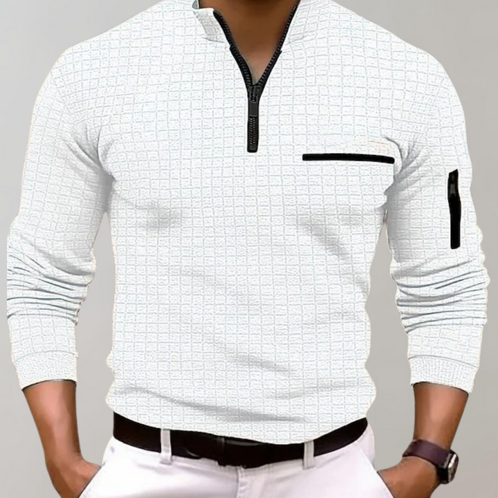 Long Sleeve Polo for Men - Jasper-White-S-The Livary