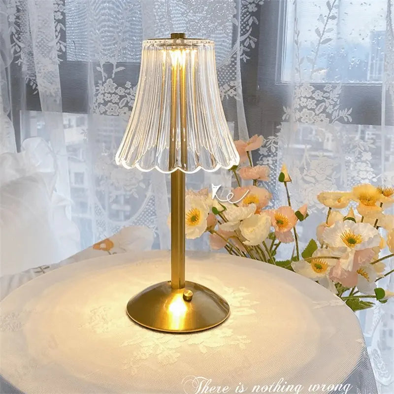 Wireless Table Lamp with Crystal Decor and Dimmable Lighting - GlamLight-The Livary