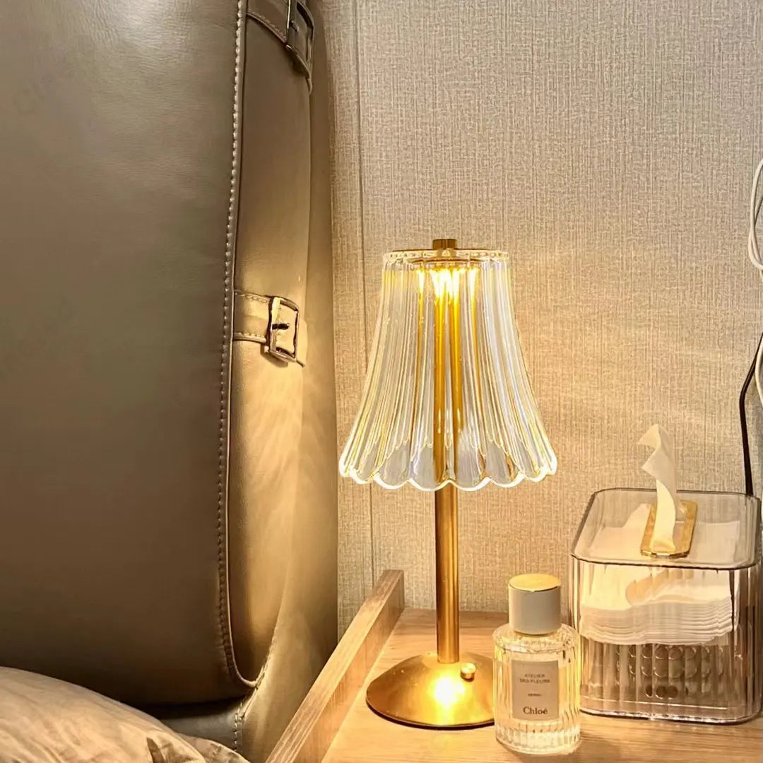 Wireless Table Lamp with Crystal Decor and Dimmable Lighting - GlamLight-The Livary