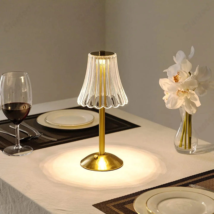 Wireless Table Lamp with Crystal Decor and Dimmable Lighting - GlamLight-The Livary