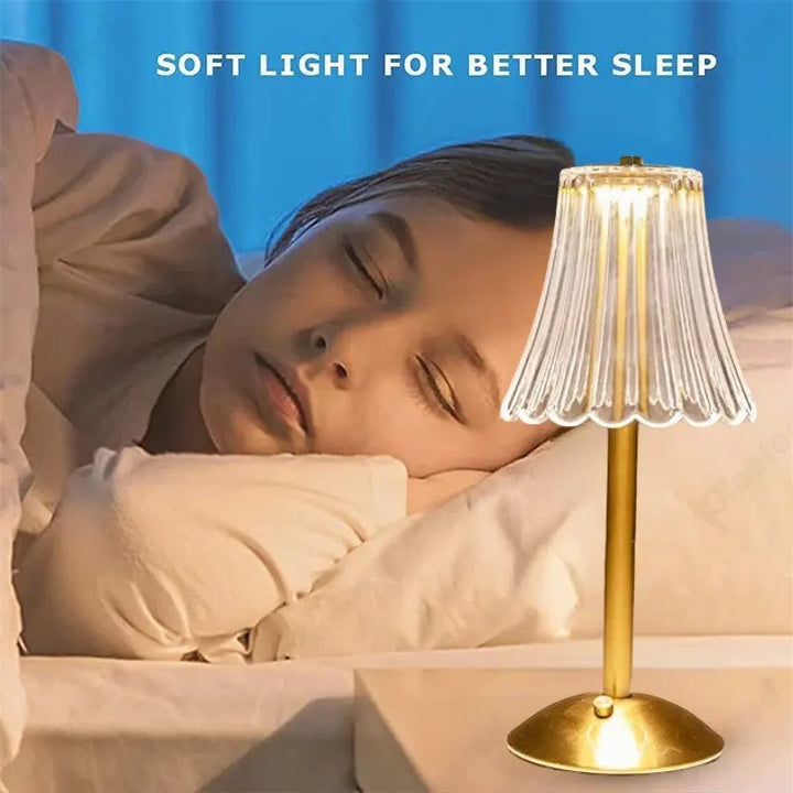 Wireless Table Lamp with Crystal Decor and Dimmable Lighting - GlamLight-The Livary