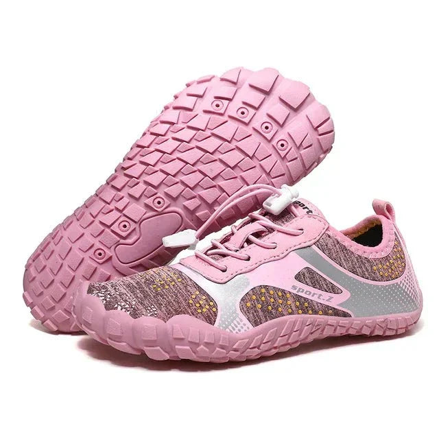 Children's beach shoes with a firm sole & secure fit – WaveTrek-Pink-9-The Livary