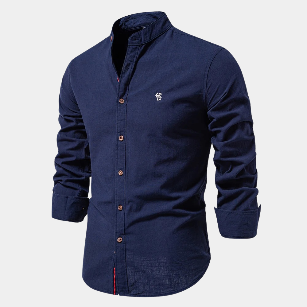 Breathable men's shirt for summer - Noah-Dark blue-S-The Livary