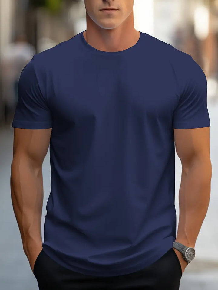 Men's cotton T-shirt – Nico-Dark blue-S-The Livary