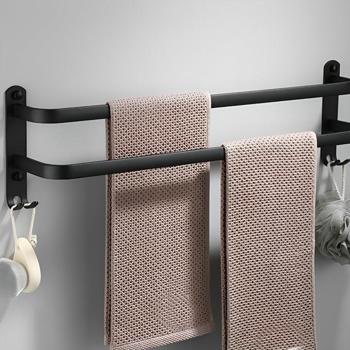 Towel Holder with Hooks - DrySpace-2 rods-40 cm-The Livary