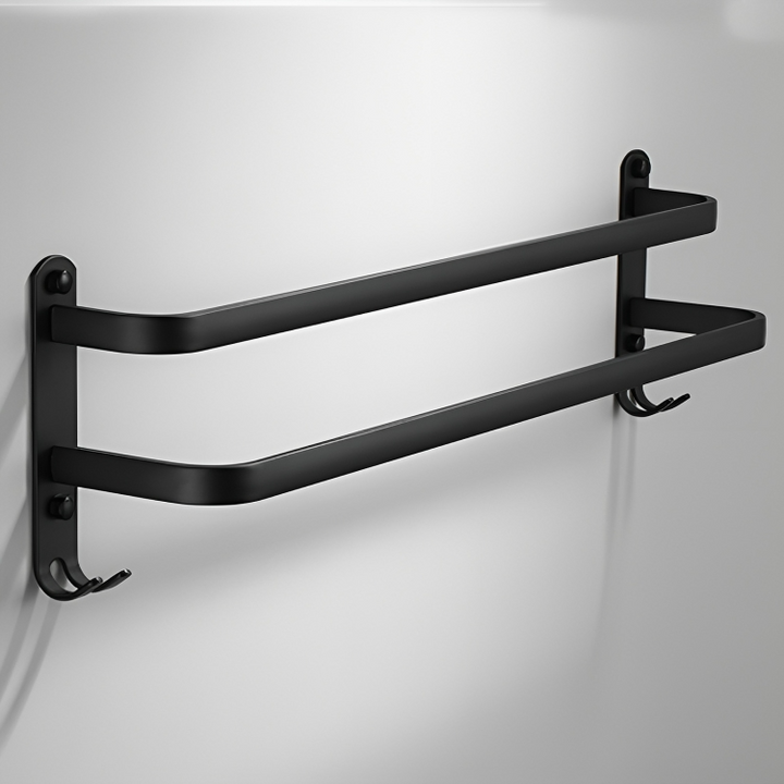 Towel Holder with Hooks - DrySpace-2 rods-40 cm-The Livary