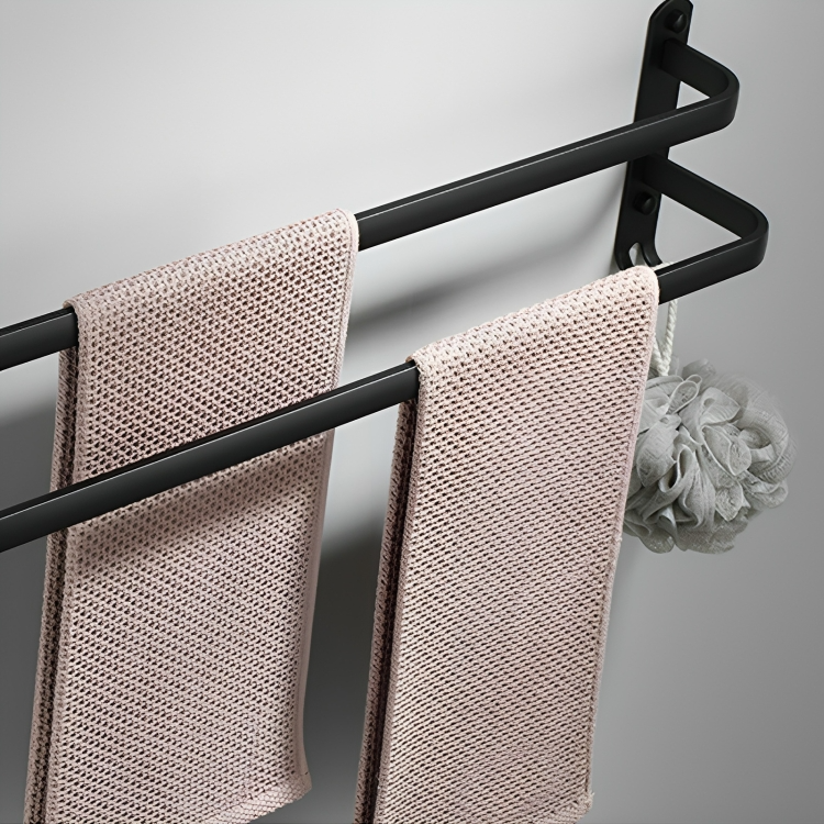 Towel Holder with Hooks - DrySpace-2 rods-40 cm-The Livary