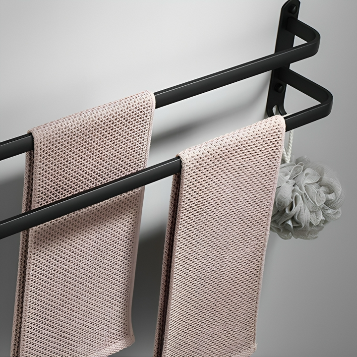 Towel Holder with Hooks - DrySpace-2 rods-40 cm-The Livary