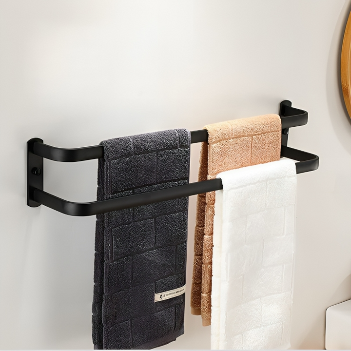 Towel Holder with Hooks - DrySpace-2 rods-40 cm-The Livary