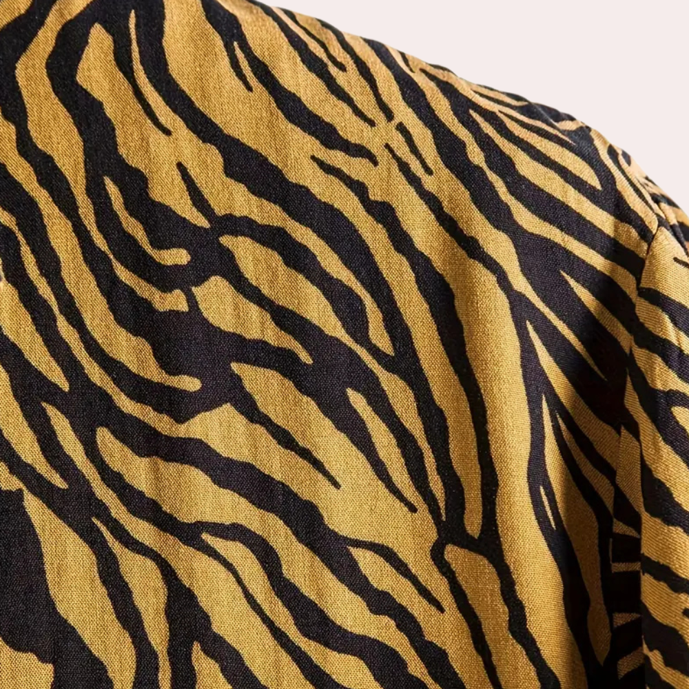 Trendy Tiger Print Shirt with Button Closure - Oscar-S-The Livary