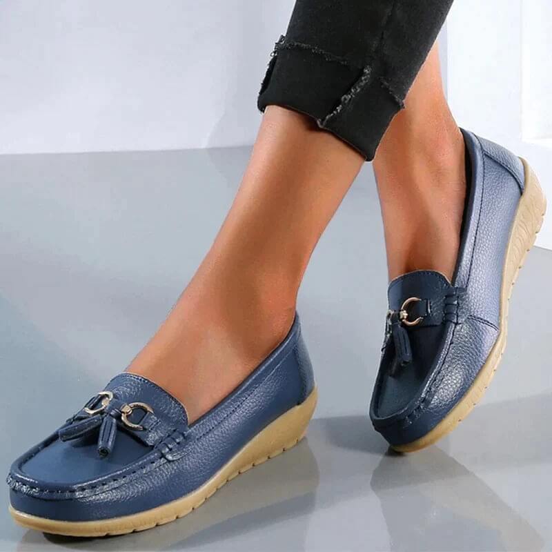 Ergonomic Leather Sandals - ElegaWalk-Dark blue-2.5-The Livary