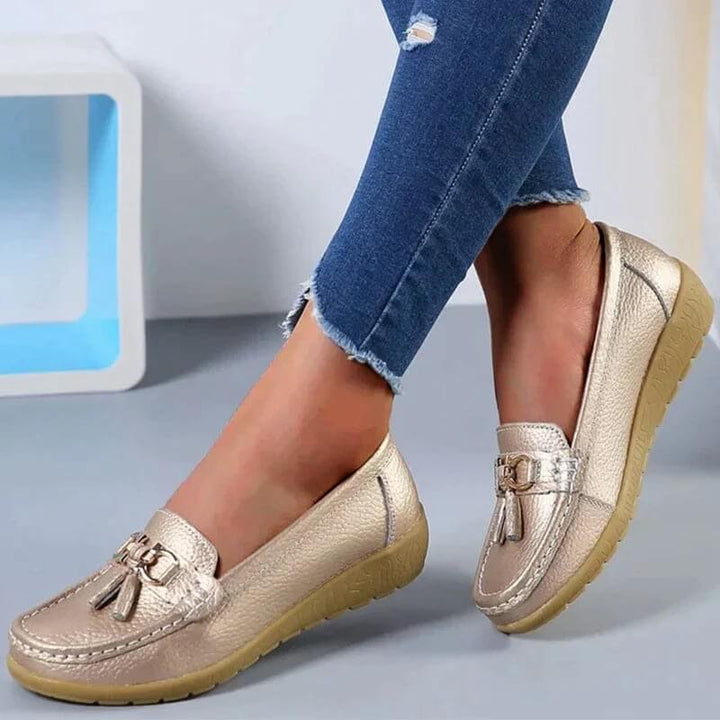 Ergonomic Leather Sandals - ElegaWalk-Gold-2.5-The Livary