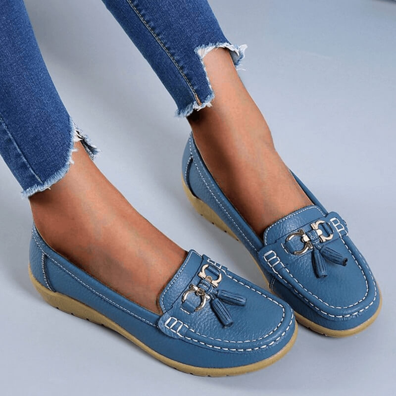 Ergonomic Leather Sandals - ElegaWalk-Light blue-2.5-The Livary