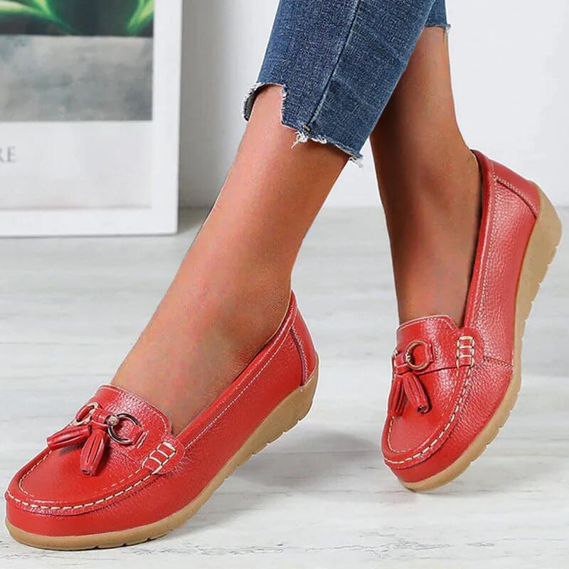 Ergonomic Leather Sandals - ElegaWalk-Red-2.5-The Livary