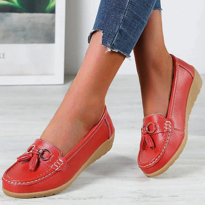Ergonomic Leather Sandals - ElegaWalk-Red-2.5-The Livary