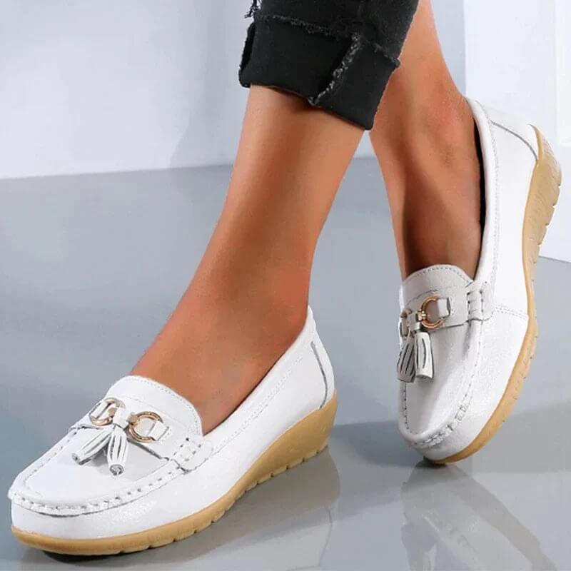 Ergonomic Leather Sandals - ElegaWalk-White-2.5-The Livary
