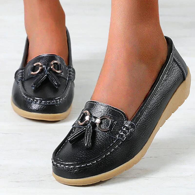 Ergonomic Leather Sandals - ElegaWalk-Black-2.5-The Livary