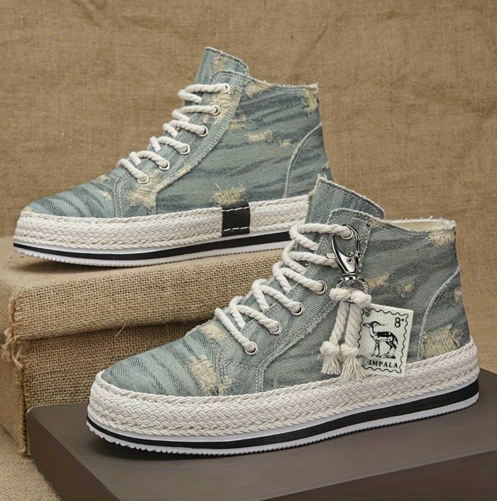 Men's High-Top Denim Sneakers with Grip Sole & Ankle Support – Jarek-Light blue-3.5-The Livary