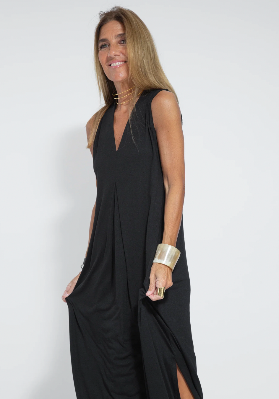 Two-piece Slimming Women's Dress with Vest – Loreen-Black with waistcoat-S-The Livary