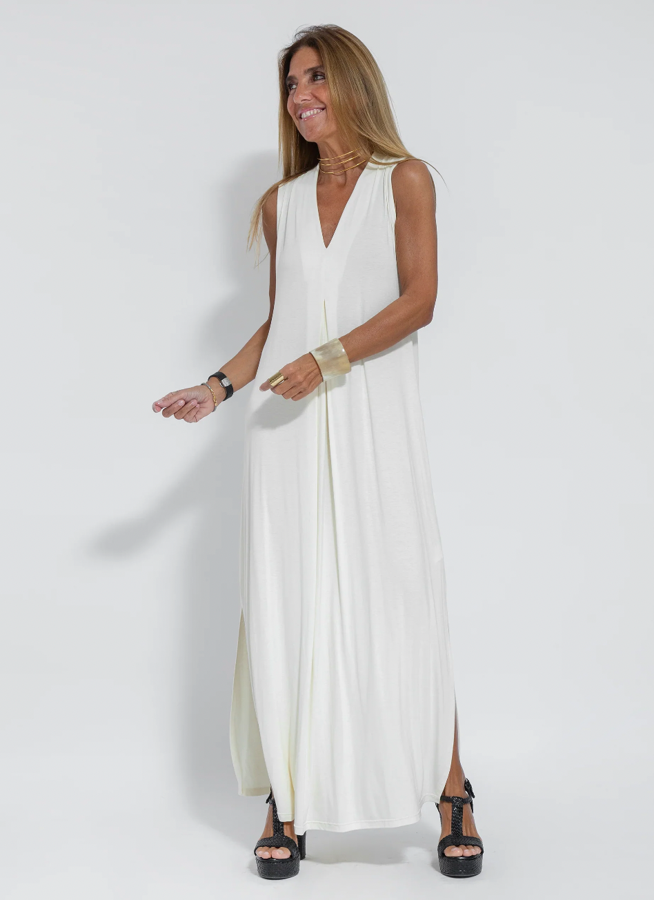 Two-piece Slimming Women's Dress with Vest – Loreen-White with waistcoat-S-The Livary