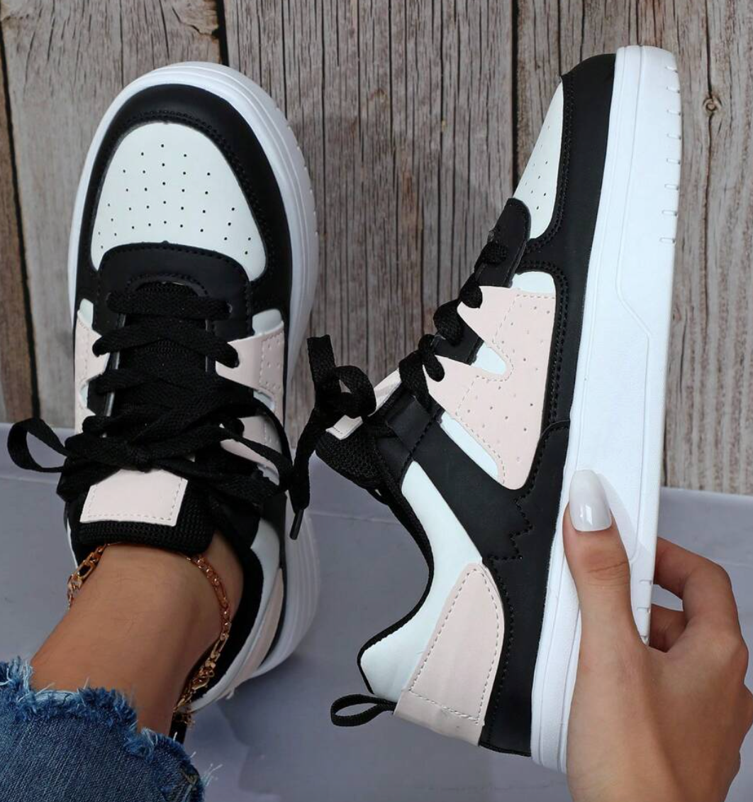 Fashionable Women's Sneakers - Naya-Black pink-2.5-The Livary
