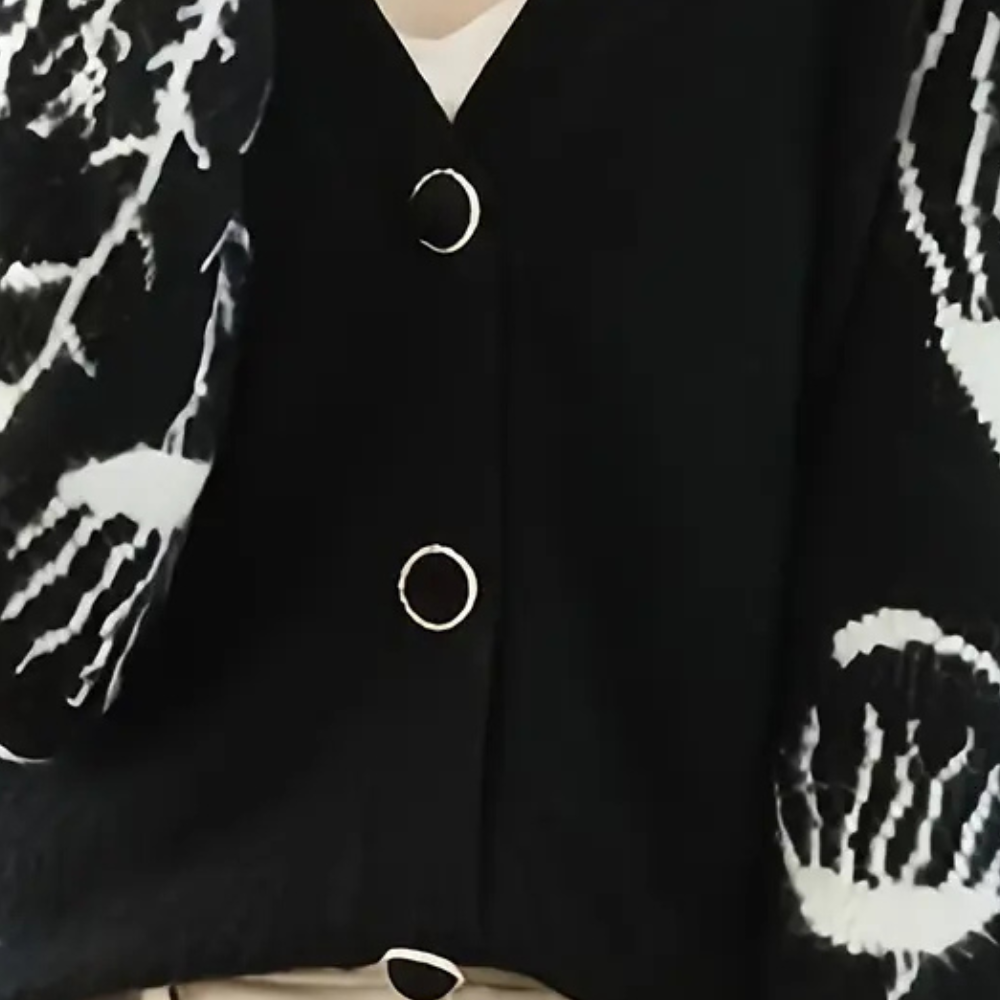 Warm V-neck Cardigan for Women - Elin-Black-The Livary