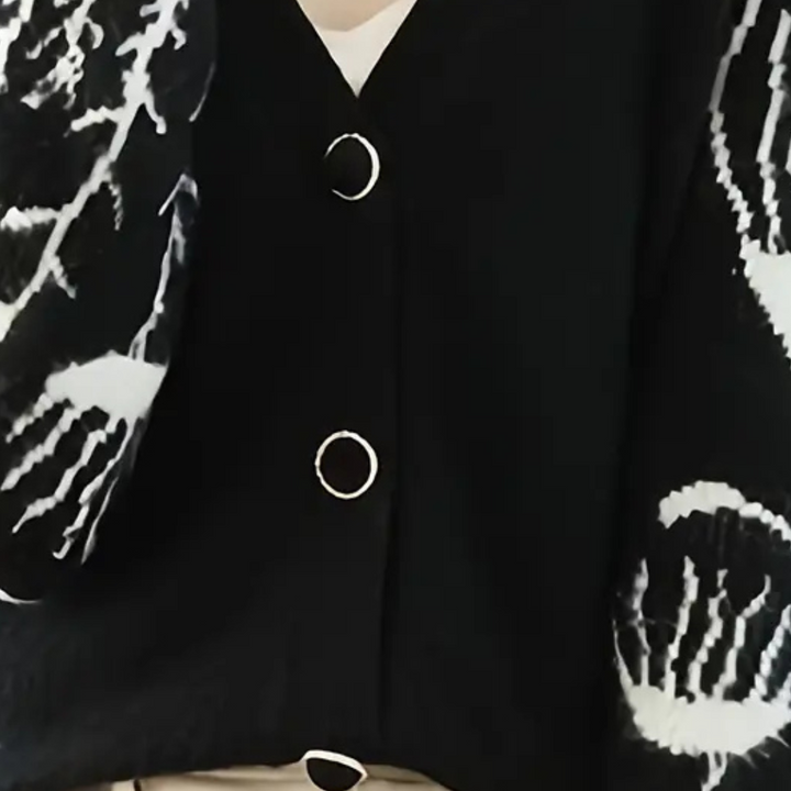 Warm V-neck Cardigan for Women - Elin-Black-The Livary