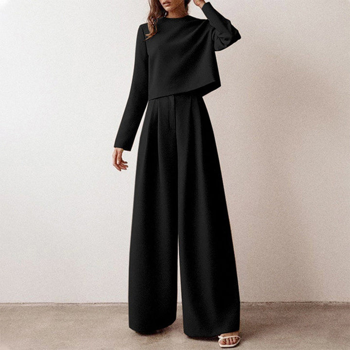 Trendy Two-Piece Palazzo Set - Amara-Black-S-The Livary