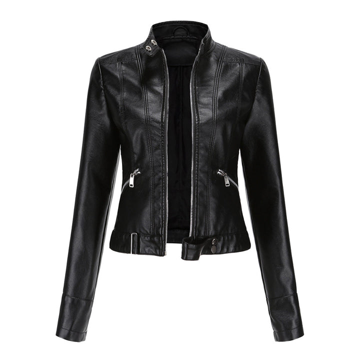 Stylish women's leather jacket in classic design – Marlene-Black-M-The Livary