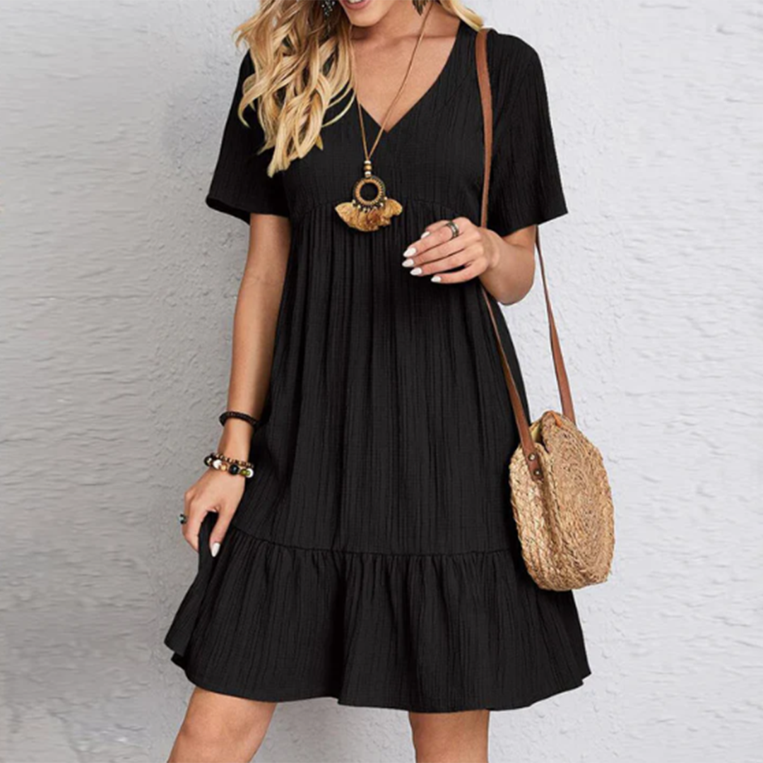 Stylish Casual Summer Dress - Lina-Black-S-The Livary