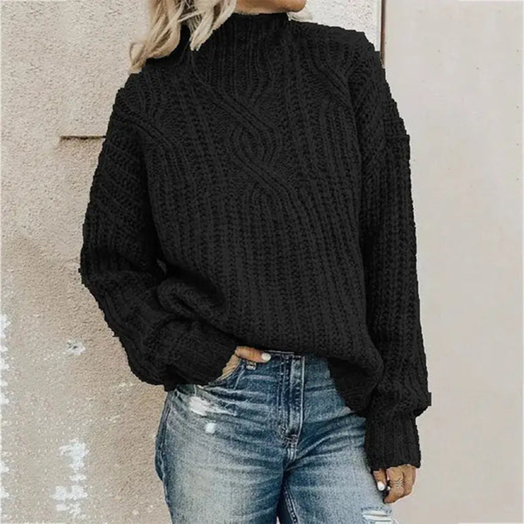 Comfortable Knitted Women's Sweater - Lily-Black-One Size-The Livary