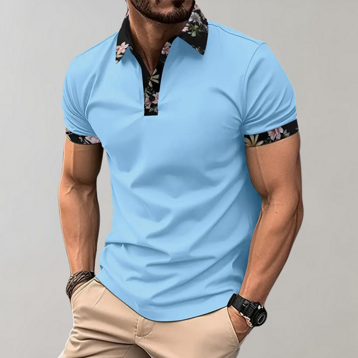 Men's Polo with Subtle Print - Noah-Light blue-XS-The Livary