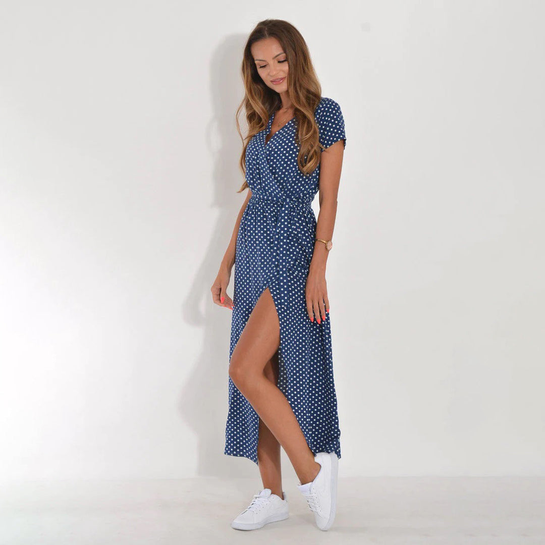 Casual Summer Dress - Luna-Red/Blue-S-The Livary