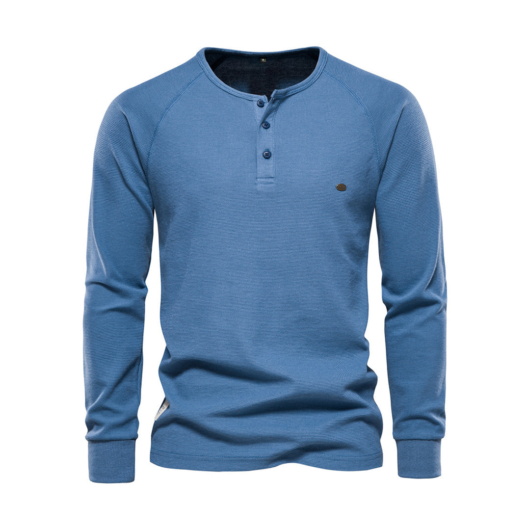 Stylish Men's Long Sleeve Shirt - Milo-Blue-S-The Livary