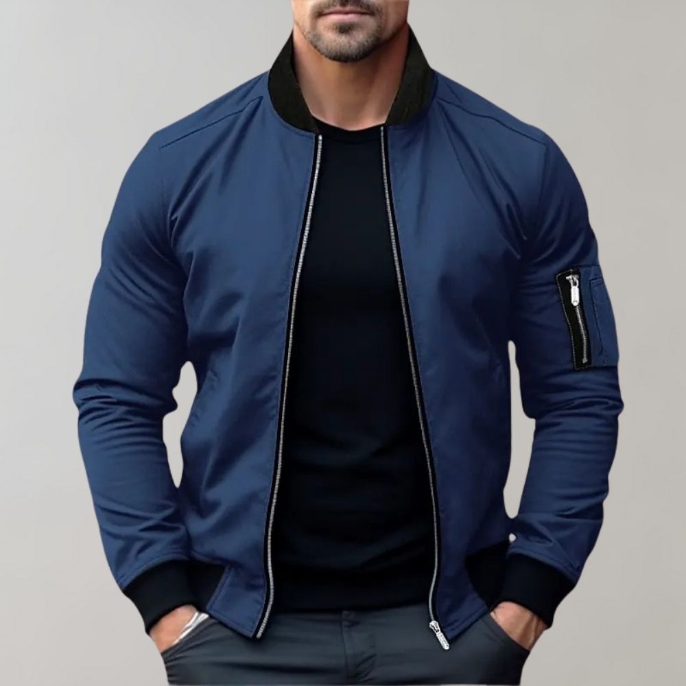 Stylish Bomber Jacket for Men - Rafa-Blue-M-The Livary