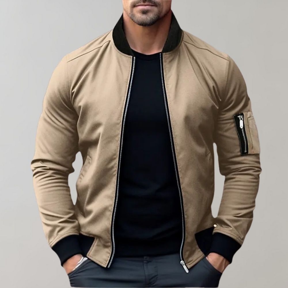 Stylish Bomber Jacket for Men - Rafa-Khaki-M-The Livary